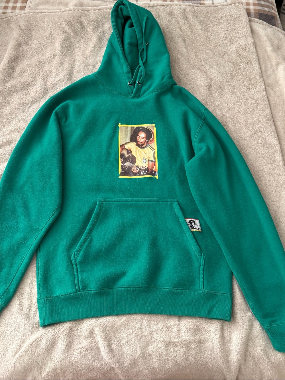 Green Bob Marley Graphic Pullover Hoodie